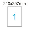 Luma A4 Etiketten 210x297 mm 1 Aufkleber pro Blatt A4 Haftetiketten