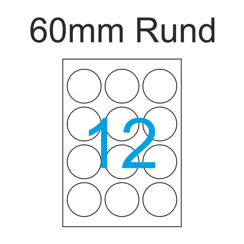 60 mm Luma Etiketten Rund Weisse runde Aufkleber zum bedrucken