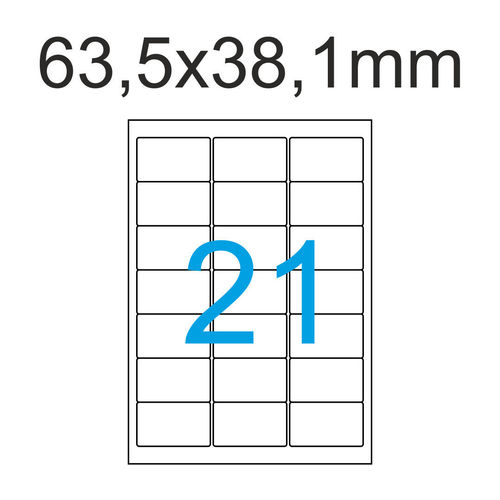 Luma Etiketten Weiss 63,5x38,1 mm 3x7 Aufkleber je A4 mit runden Ecken