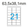 Luma Etiketten Weiss 63,5x38,1 mm 3x7 Aufkleber je A4 mit runden Ecken