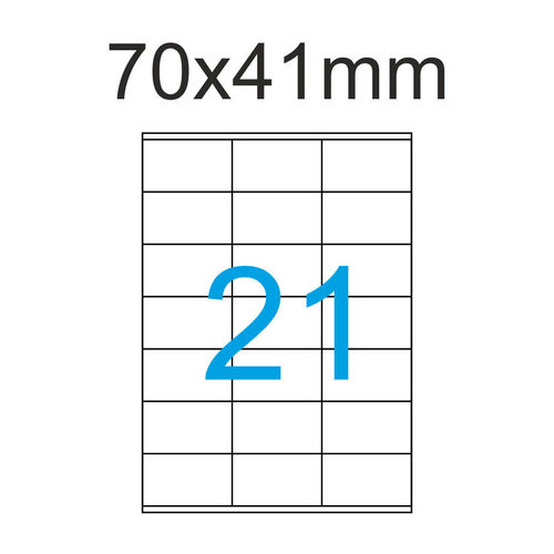 Weiße Etiketten 70x41 mm eckig 3x7 Aufkleber pro Blatt Luma Etiketten