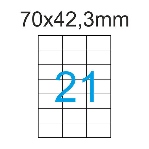 Weiße Etiketten 70x42,3mm eckig 3x7 Aufkleber pro Blatt Luma Etiketten