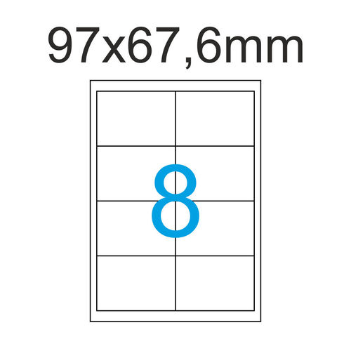 Weiße Etiketten 97x67,6 mm 2x4 Aufkleber pro Blatt - Luma Etiketten