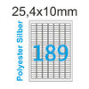 5 A4 25,4x10 mm Typenschild Etiketten Silber Matt Polyester MaySpies