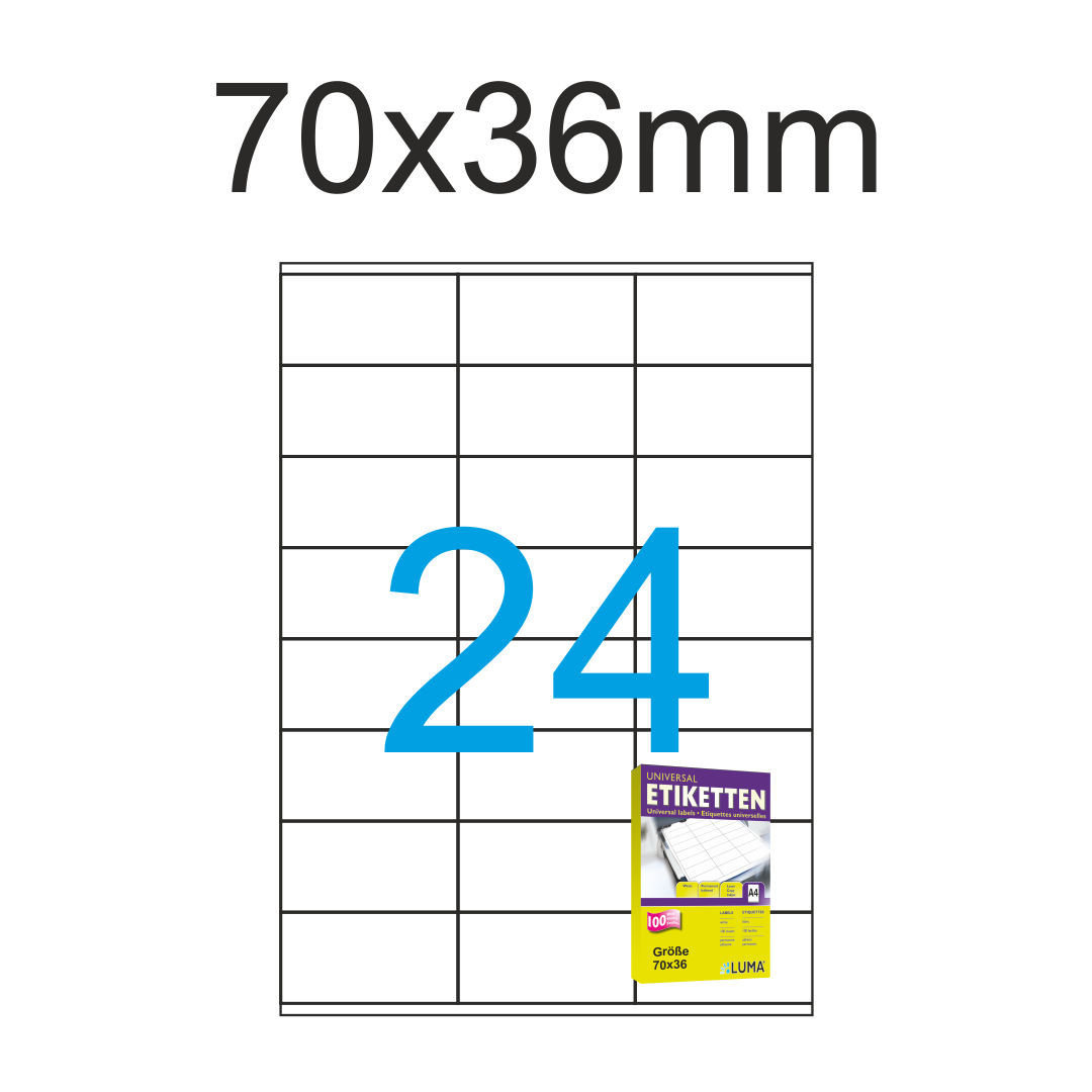 50 Blatt A4 70x16,9mm Luma Etiketten weiß 2550 Vielzweck-Aufkleber Labeldruck 