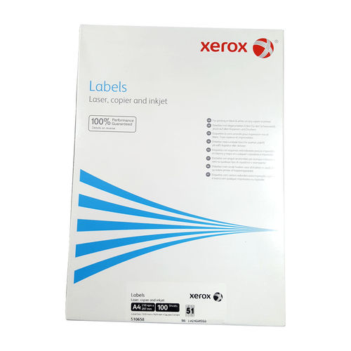 Xerox Etiketten 70x16,9mm 51 Aufkleber Bogen100 Blatt A4 weiß 510658