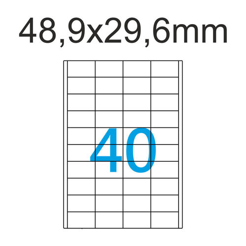 48,9x29,6 mm Jac Etiketten Weiß 10 Blatt A4 mit 400 Aufkleber 49x30mm