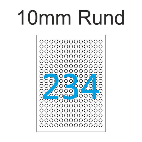 10mm Etiketten Rund 234 runde Aufkleber 10x10 mm je A4 Bogen LCI